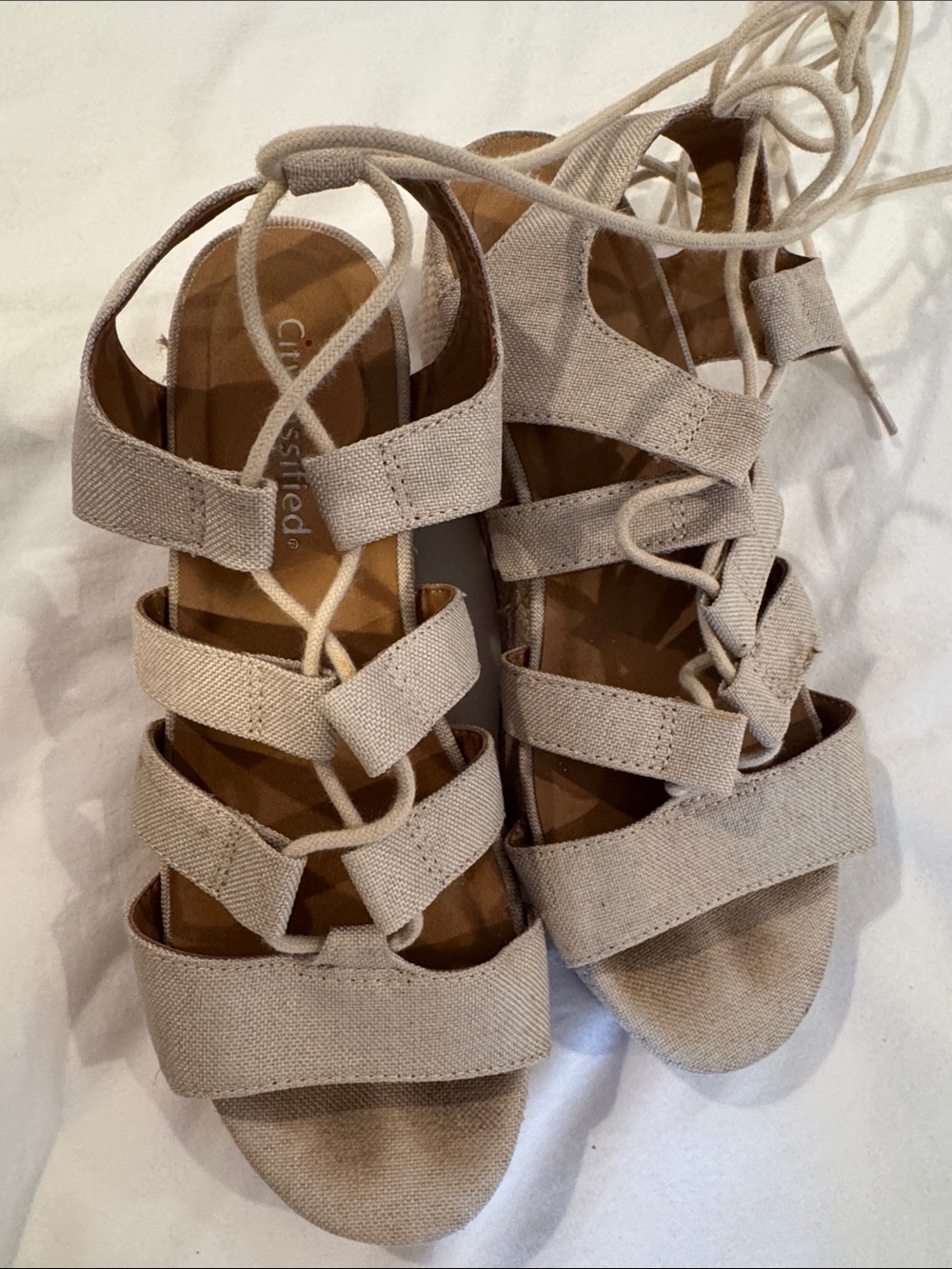Cliffs by WHITE MOUNTAIN Beige Lace-Up Wedge Sandal - Picture 2 of 6
